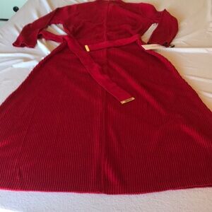 Red knit winter dress